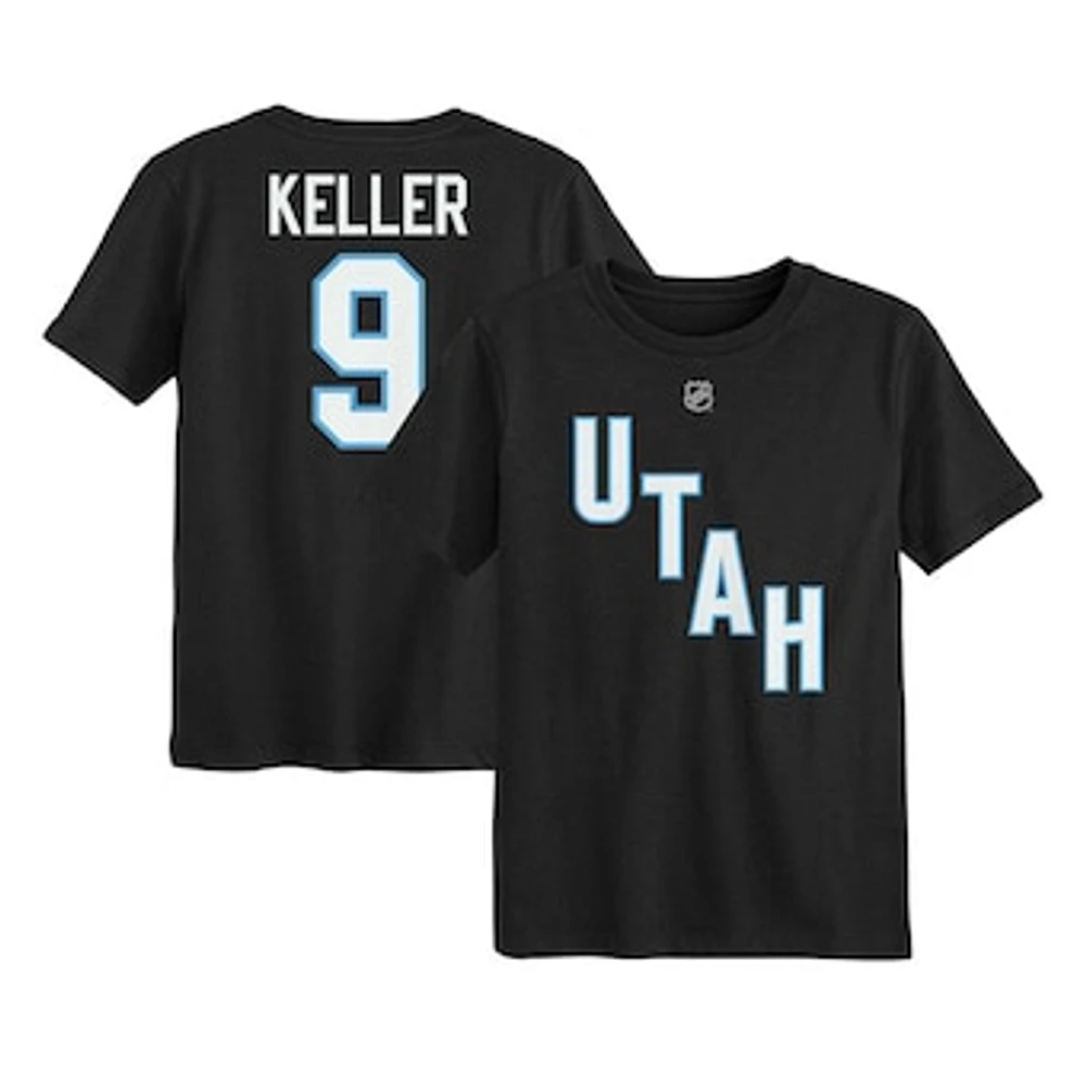 Preschool Clayton Keller Black Utah Hockey Club Authentic Stack Name & Number T-Shirt