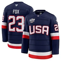 Men's Fanatics Adam Fox Navy USA 2025 4 Nations Face-Off Premium Jersey