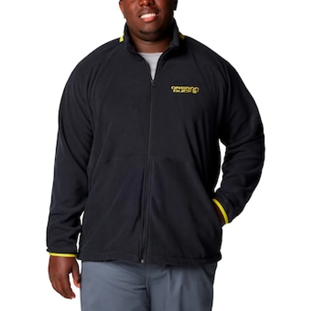 Men's Columbia  Black Oregon Ducks Big & Tall Flanker™ IV Fleece Raglan Full-Zip Jacket