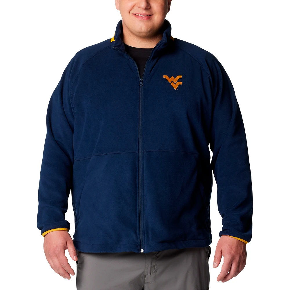 Men's Columbia  Navy West Virginia Mountaineers Big & Tall Flanker™ IV Fleece Raglan Full-Zip Jacket