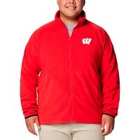 Men's Columbia  Red Wisconsin Badgers Big & Tall Flanker™ IV Fleece Raglan Full-Zip Jacket