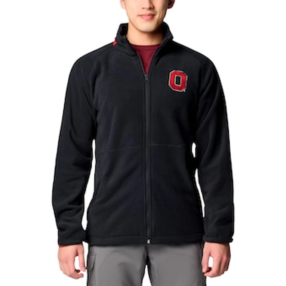 Men's Columbia  Black Ohio State Buckeyes Big & Tall Flanker™ IV Fleece Raglan Full-Zip Jacket