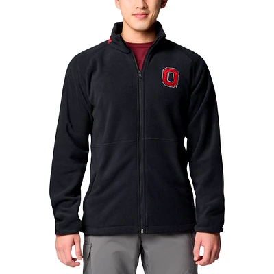 Men's Columbia  Black Ohio State Buckeyes Big & Tall Flanker™ IV Fleece Raglan Full-Zip Jacket