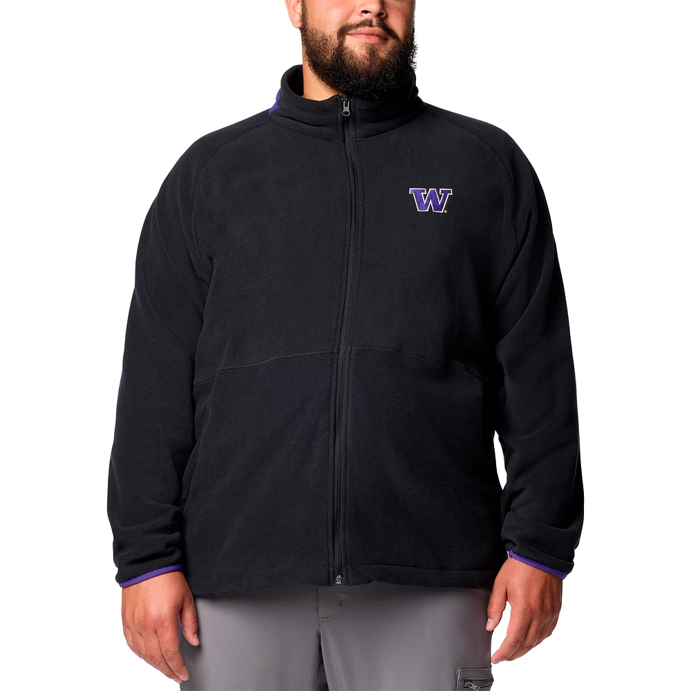 Men's Columbia  Black Washington Huskies Big & Tall Flanker™ IV Fleece Raglan Full-Zip Jacket