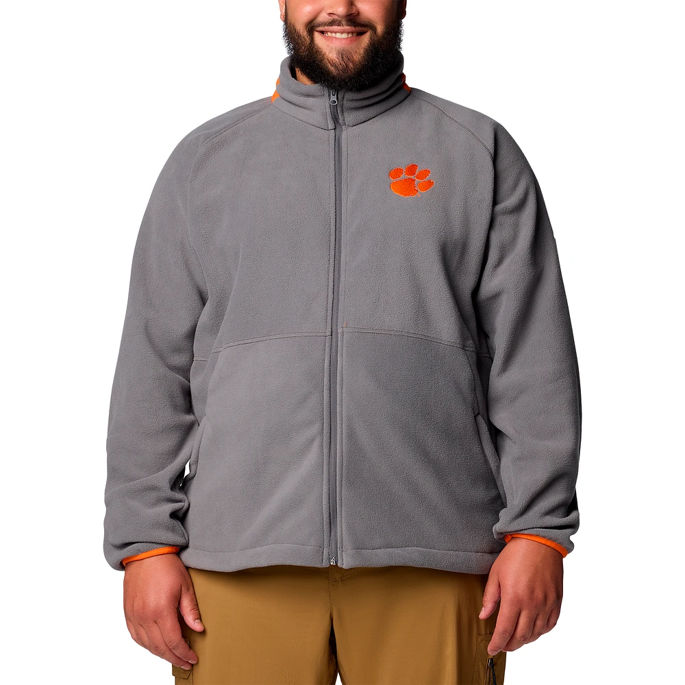 Men's Columbia  Gray Clemson Tigers Big & Tall Flanker™ IV Fleece Raglan Full-Zip Jacket