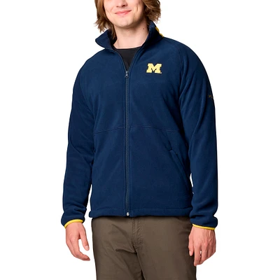 Men's Columbia  Navy Michigan Wolverines Big & Tall Flanker™ IV Fleece Raglan Full-Zip Jacket