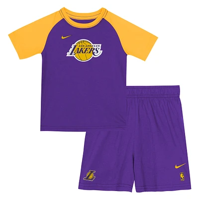 Youth Nike  Purple Los Angeles Lakers Practice T-Shirt & Shorts Set