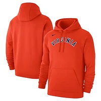 Men's Nike  Orange Virginia Cavaliers Logo Club Fleece Pullover Hoodie