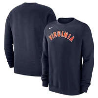 Men's Nike Navy Virginia Cavaliers Arched Logo Club Fleece Pullover Sweatshirt