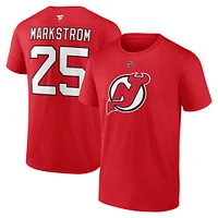 Men's Fanatics Jacob Markstrom Red New Jersey Devils Authentic Stack Name & Number T-Shirt