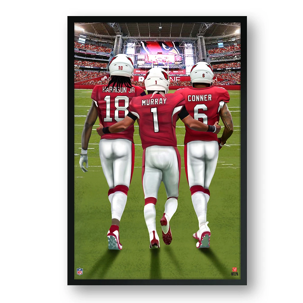 Arizona Cardinals Framed 14" x 20" Three-Player Art Print