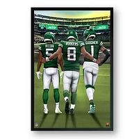 New York Jets Framed 14" x 20" Three-Player Art Print