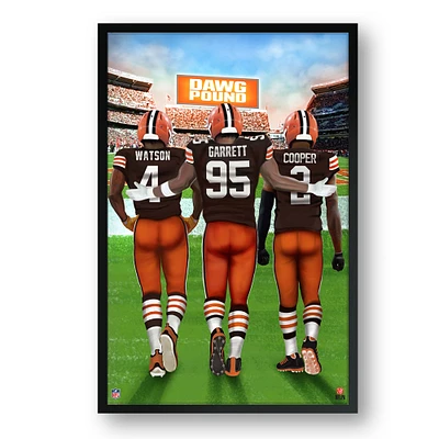Cleveland Browns Framed 27" x 39" Three-Player Art Print