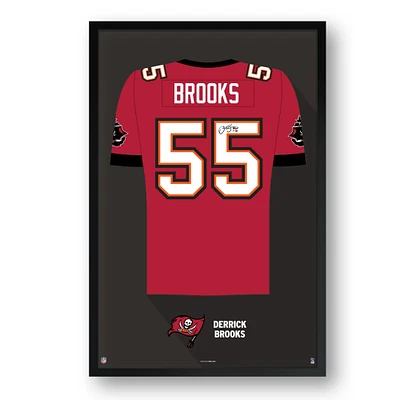 Derrick Brooks Tampa Bay Buccaneers Framed 14" x 20" Retired Jersey Art Print