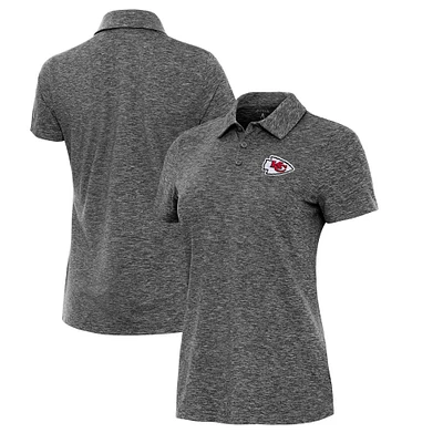 Women's Antigua Heather Black Kansas City Chiefs Matter Polo
