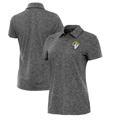 Women's Antigua Heather Black Los Angeles Rams Matter Polo