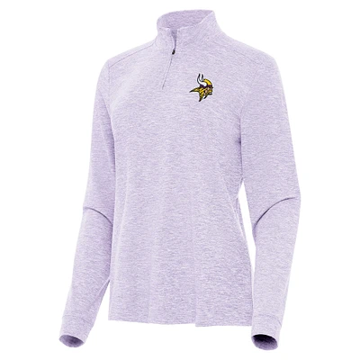 Women's Antigua  Heather Purple Minnesota Vikings Mentor Quarter-Zip Jacket