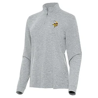 Women's Antigua Heather Minnesota Vikings Mentor Quarter-Zip Jacket