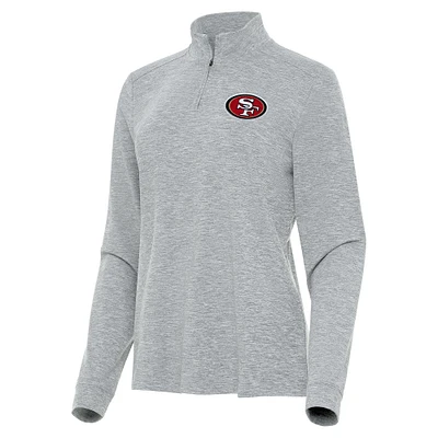 Women's Antigua Heather San Francisco 49ers Mentor Quarter-Zip Jacket