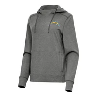 Women's Antigua Heather Los Angeles Chargers Justice Pullover Hoodie
