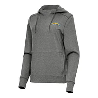 Women's Antigua Heather Los Angeles Chargers Justice Pullover Hoodie