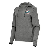 Women's Antigua Heather Miami Dolphins Justice Pullover Hoodie