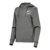 Women's Antigua Heather Miami Dolphins Justice Pullover Hoodie