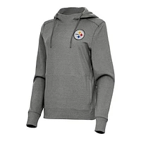 Women's Antigua Heather Pittsburgh Steelers Justice Pullover Hoodie