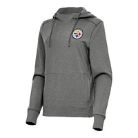 Women's Antigua Heather Pittsburgh Steelers Justice Pullover Hoodie