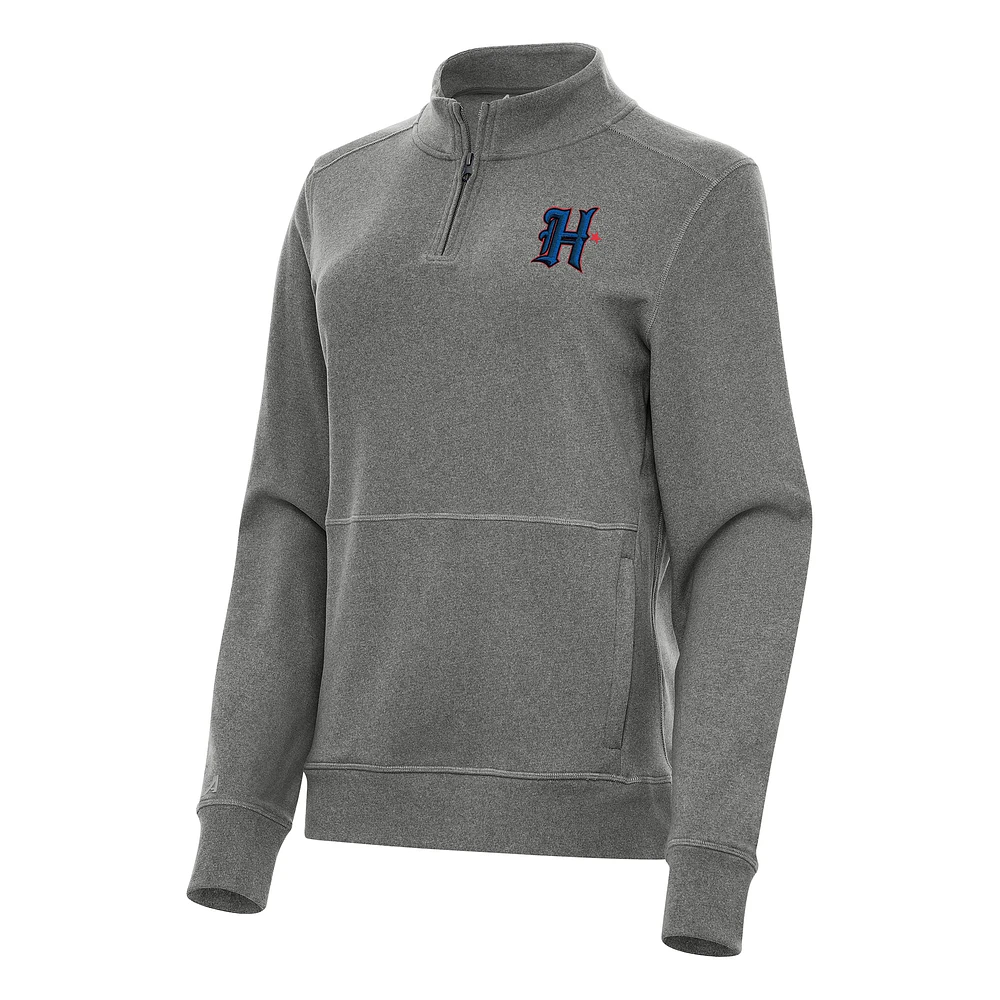 Women's Antigua Heather Black Houston Texans Crush Quarter-Zip Jacket