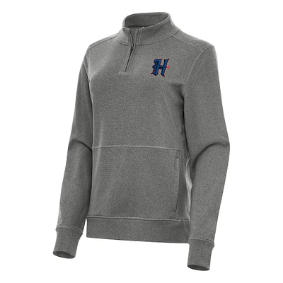 Women's Antigua  Heather Black Houston Texans Crush Quarter-Zip Jacket