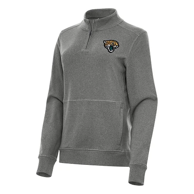 Women's Antigua  Heather Black Jacksonville Jaguars Crush Quarter-Zip Jacket