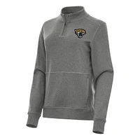 Women's Antigua  Heather Black Jacksonville Jaguars Crush Quarter-Zip Jacket