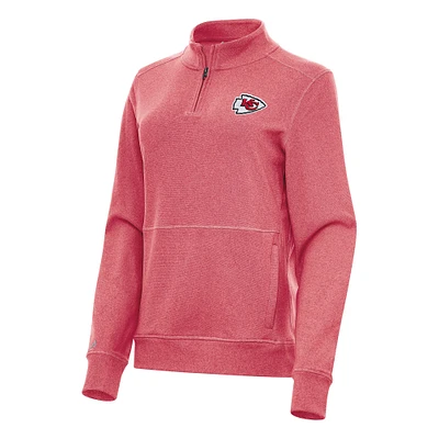 Women's Antigua  Heather Red Kansas City Chiefs Crush Quarter-Zip Jacket