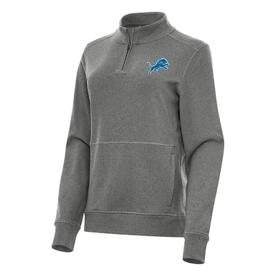 Women's Antigua Heather Detroit Lions Crush Quarter-Zip Jacket