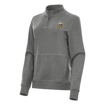 Women's Antigua Heather Minnesota Vikings Crush Quarter-Zip Jacket