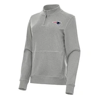 Women's Antigua  Heather Gray New England Patriots Crush Quarter-Zip Jacket