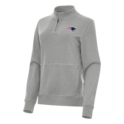 Women's Antigua  Heather Gray New England Patriots Crush Quarter-Zip Jacket