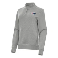 Women's Antigua  Heather Gray New England Patriots Crush Quarter-Zip Jacket