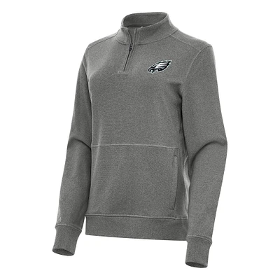 Women's Antigua Heather Philadelphia Eagles Crush Quarter-Zip Jacket