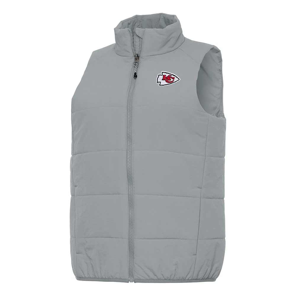 Women's Antigua Gray Kansas City Chiefs Experience Full-Zip Vest