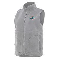 Women's Antigua  Gray Miami Dolphins Nostalgic Full-Zip Vest