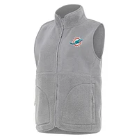 Women's Antigua  Gray Miami Dolphins Nostalgic Full-Zip Vest