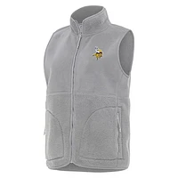 Women's Antigua  Gray Minnesota Vikings Nostalgic Full-Zip Vest
