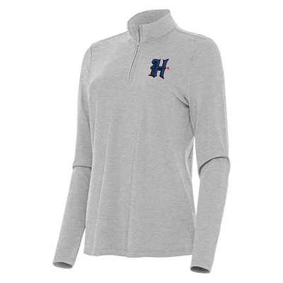 Women's Antigua  Heather Gray Houston Texans Bright Quarter-Zip Sweatshirt
