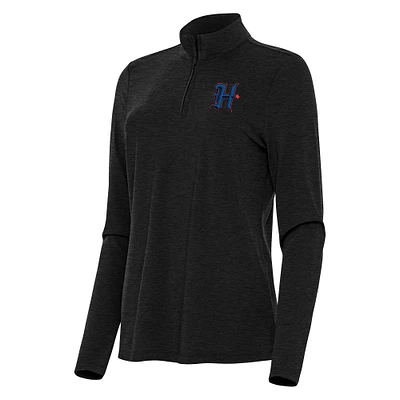 Women's Antigua  Heather Black Houston Texans Bright Quarter-Zip Sweatshirt