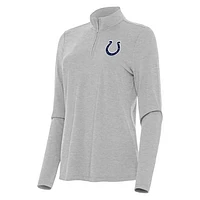 Women's Antigua  Heather Gray Indianapolis Colts Bright Quarter-Zip Sweatshirt