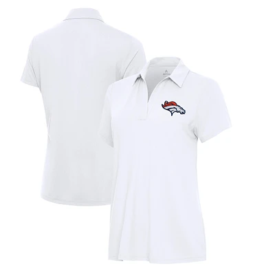 Women's Antigua  White Denver Broncos Era V-Neck Polo