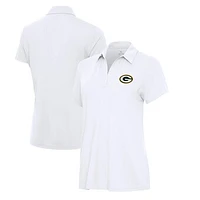 Women's Antigua  White Green Bay Packers Era V-Neck Polo