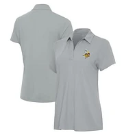 Women's Antigua  Gray Minnesota Vikings Era V-Neck Polo